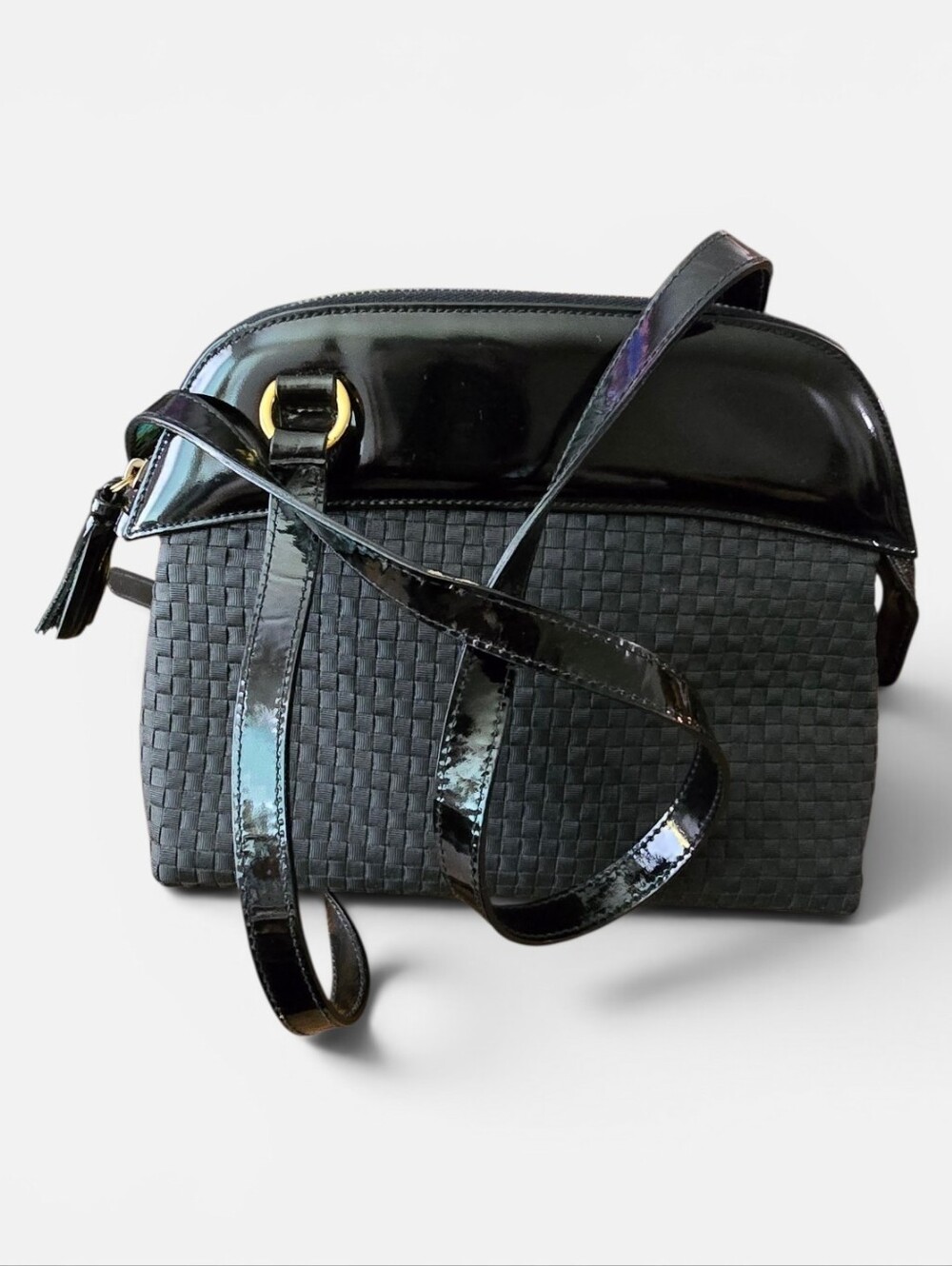 Salvatore Ferragamo Black Vitello Calfskin Leather & Viscose Woven - Picture 3 of 4
